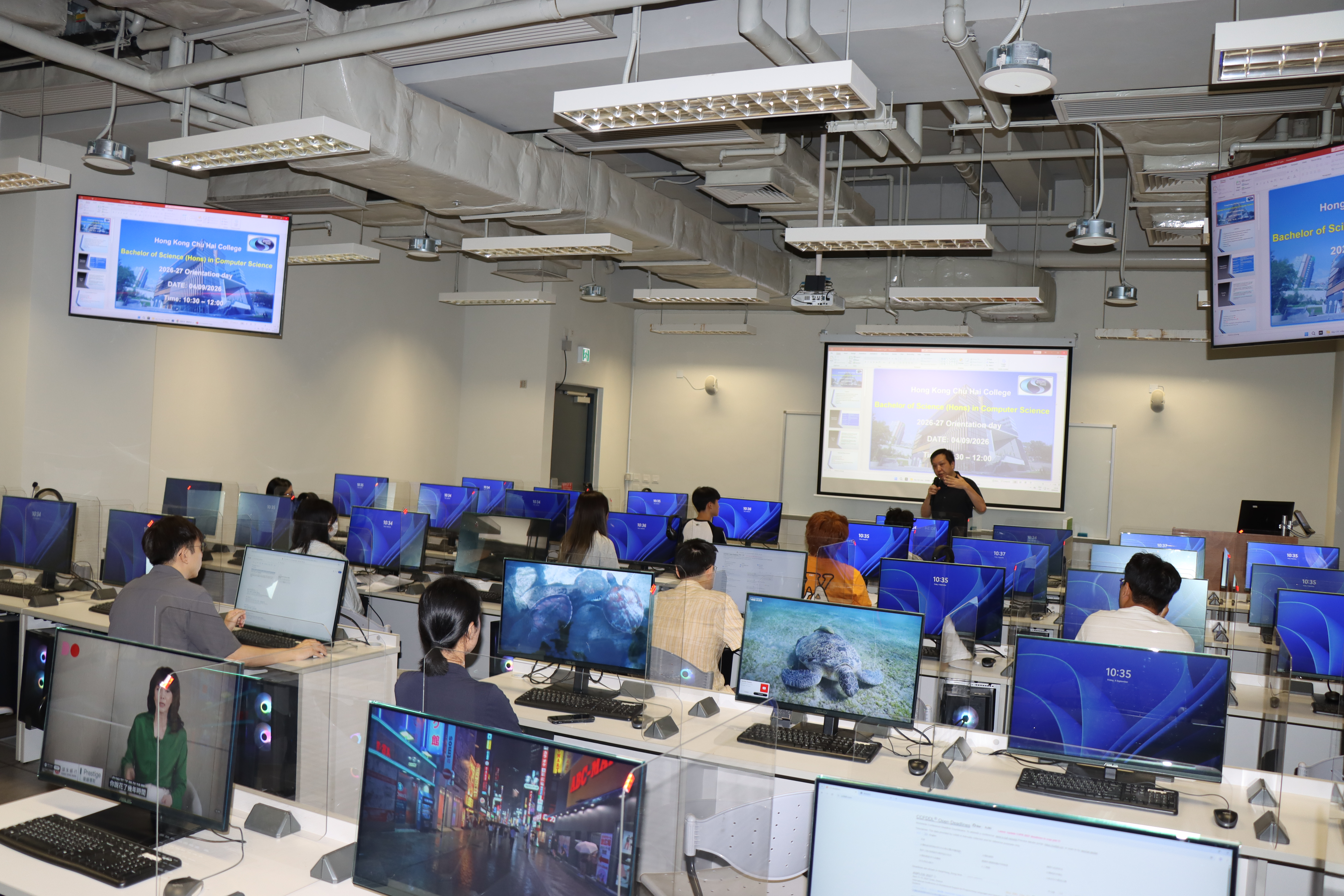 New BSc Computer Science students in a departmental computer laboratory