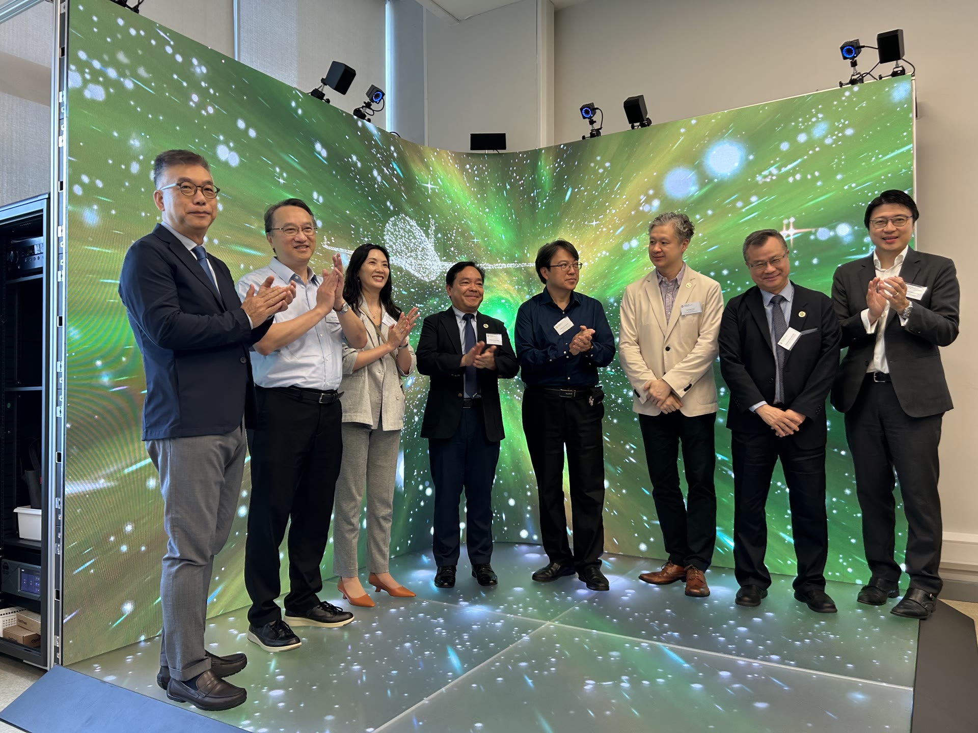 Participants celebrating the official launch of the HSUHK VR LED CAVE