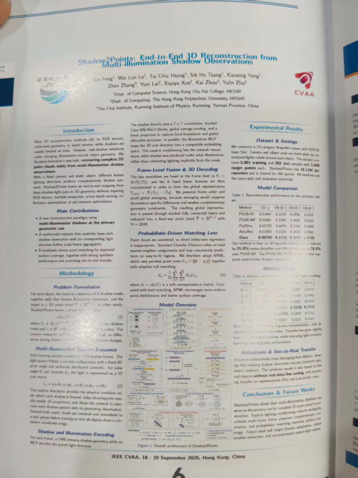 Research poster for Shadow2Points presented at CVAA 2026